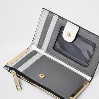 Grey RI monogram mini foldout purse