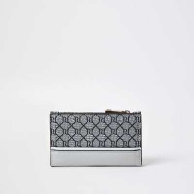 Grey RI monogram mini foldout purse
