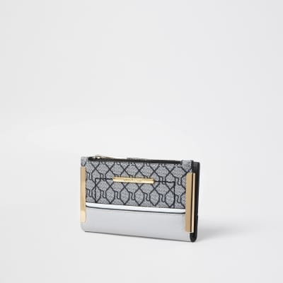 Grey RI monogram mini foldout purse