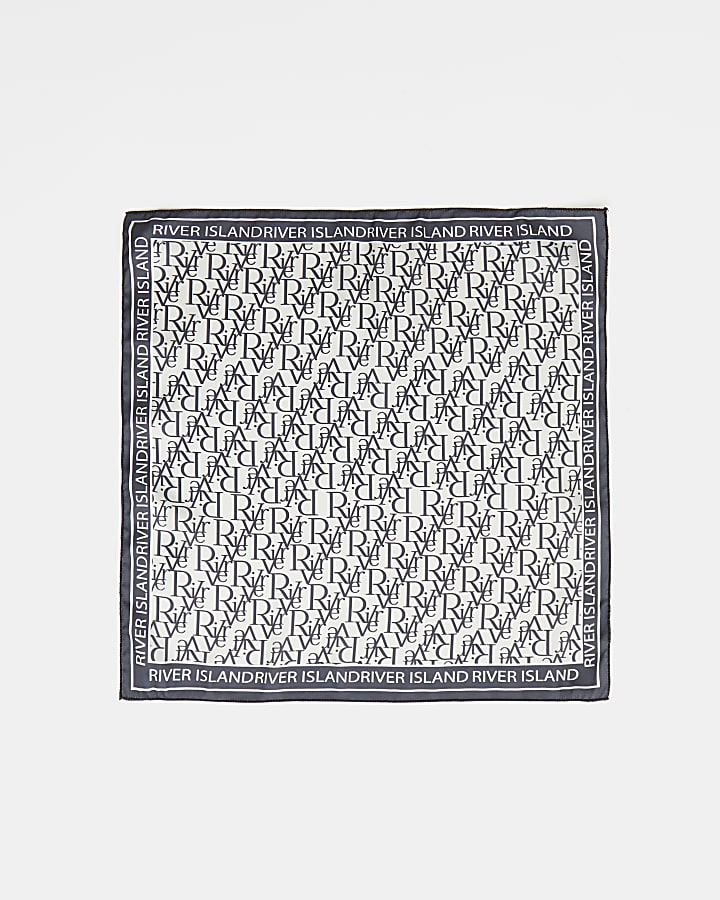 Grey RI monogram pocket square