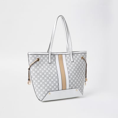 Grey RI monogram print shopper Handbag