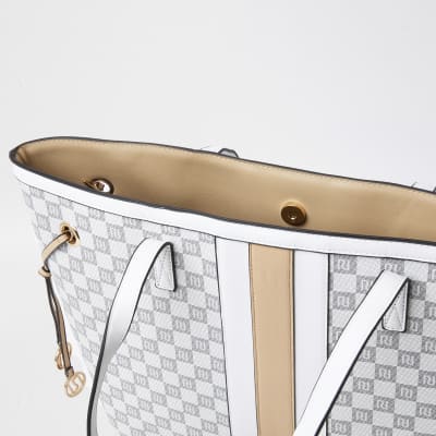 Grey RI monogram print shopper Handbag