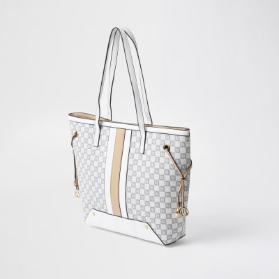 Grey RI monogram print shopper Handbag