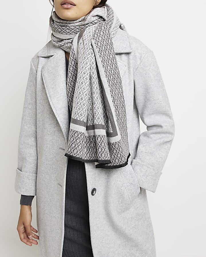 Grey RI monogram scarf
