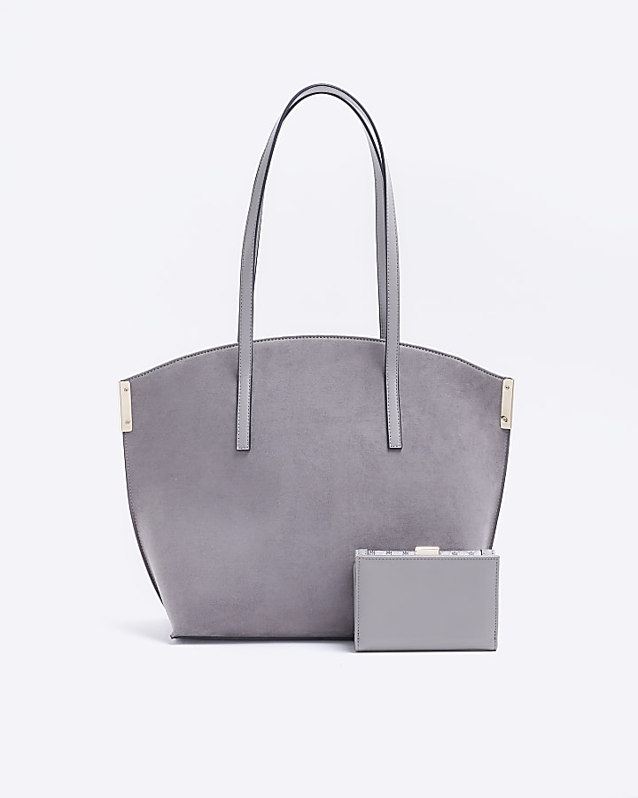 Grey RI monogram shopper and purse