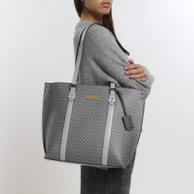 River island grey sale monogram bag