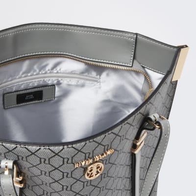 river island grey monogram bag