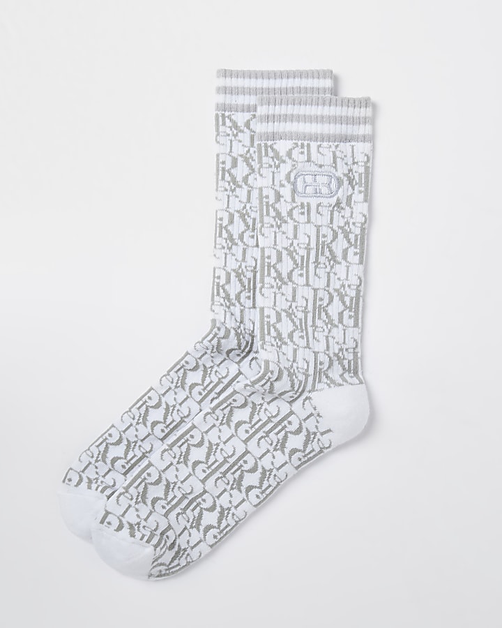 Grey RI monogram socks