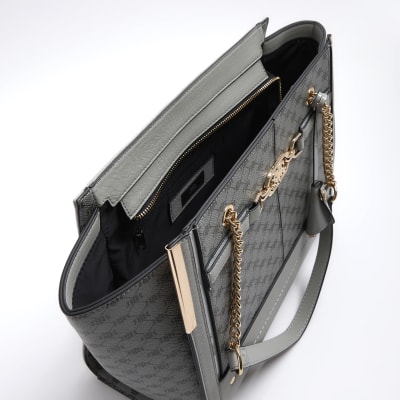 Light grey winged clearance chain handle tote bag