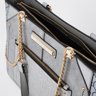 Grey RI monogram tote handbag