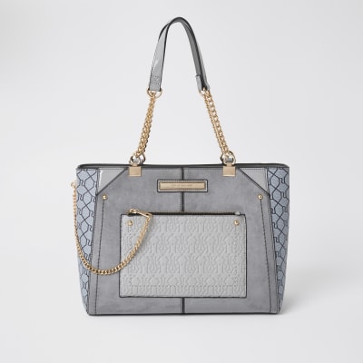 river island grey tote bag