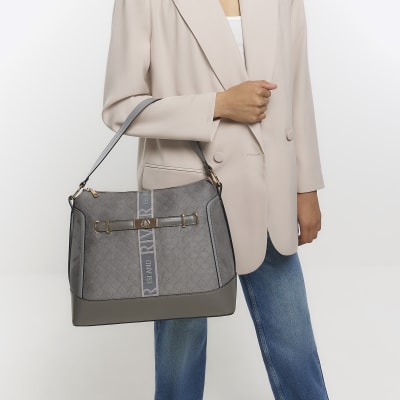 River Island, Bags, Monogram Bag In Grey River Island Very Spacious And  Fancy