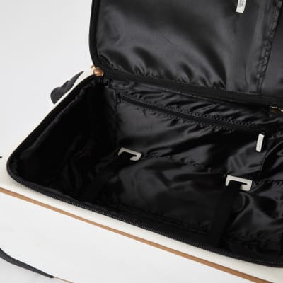 Grey RI monogram zip front suitcase