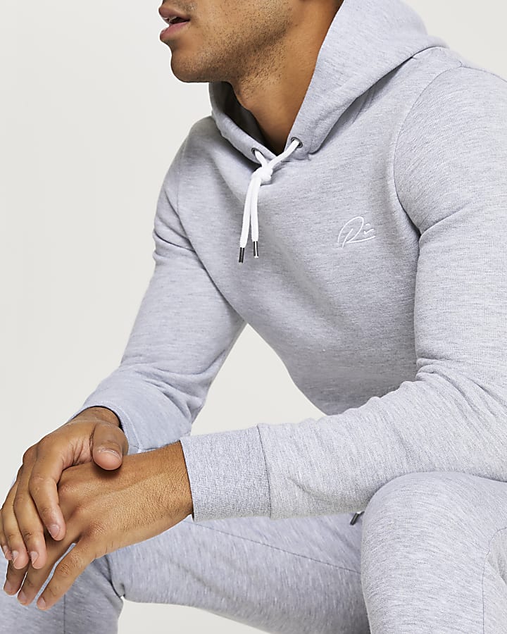 Grey RI muscle fit hoodie