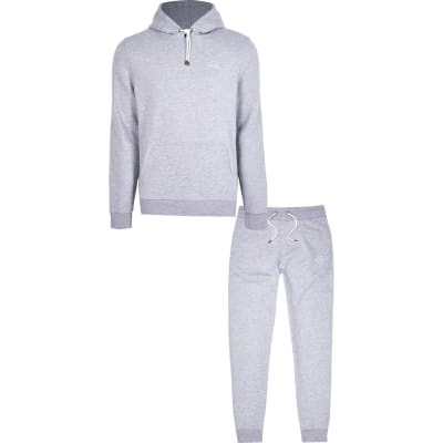 Grey RI slim fit hoodie and jogger set | River Island