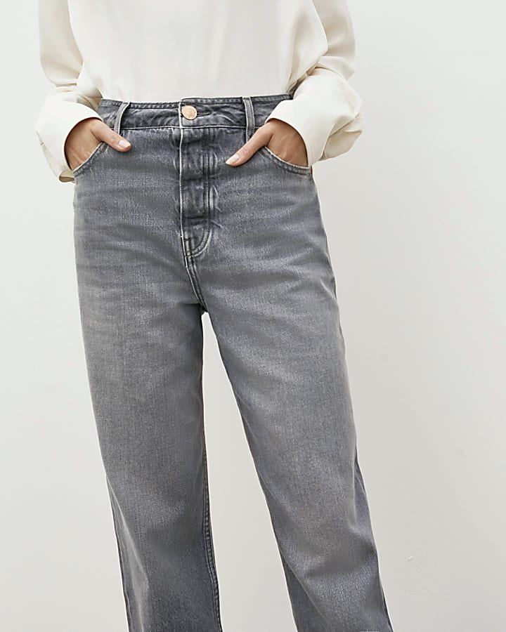 Grey RI Studio High Waisted Straight Jeans