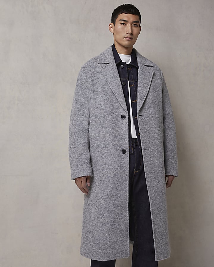 Grey RI Studio midi length overcoat