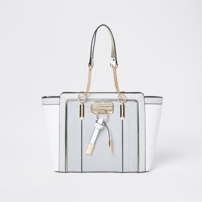 river island grey tote bag