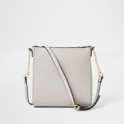 Grey RI zip pocket messenger handbag