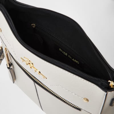 Grey RI zip pocket messenger handbag