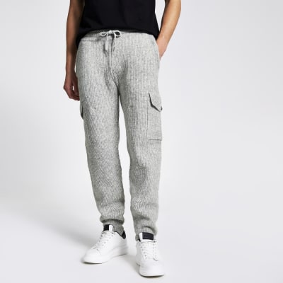 grey ribbed joggers