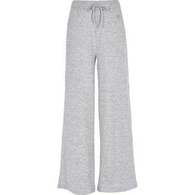Grey ribbed loungewear trousers