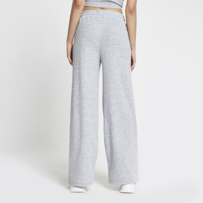 Grey ribbed loungewear trousers