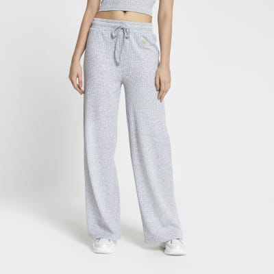 Grey ribbed loungewear trousers