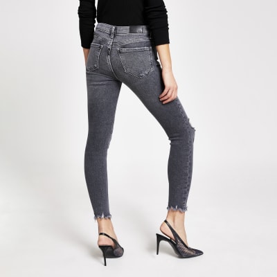 Grey ripped Amelie super skinny jeans