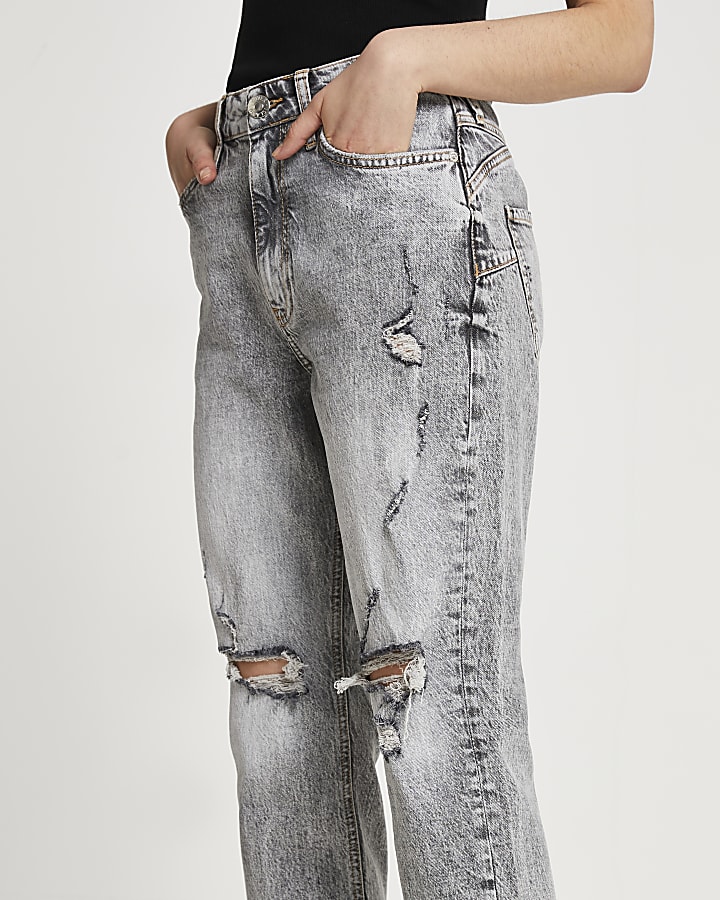 Grey ripped high waisted sculpt jeans