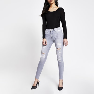 river island molly jeans grey