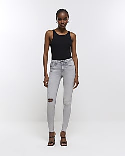 Grey ripped molly skinny jeans
