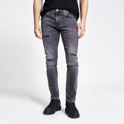 grey ripped skinny jeans mens