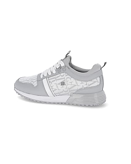 360 degree animation of product Grey river monogram panel runner trainers frame-4
