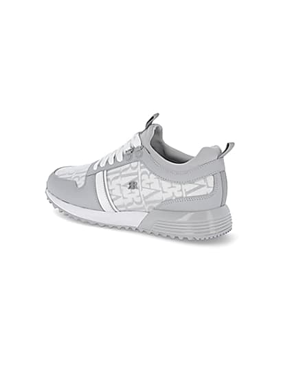 360 degree animation of product Grey river monogram panel runner trainers frame-5