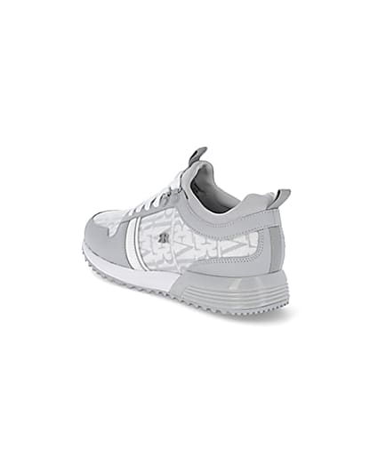 360 degree animation of product Grey river monogram panel runner trainers frame-6