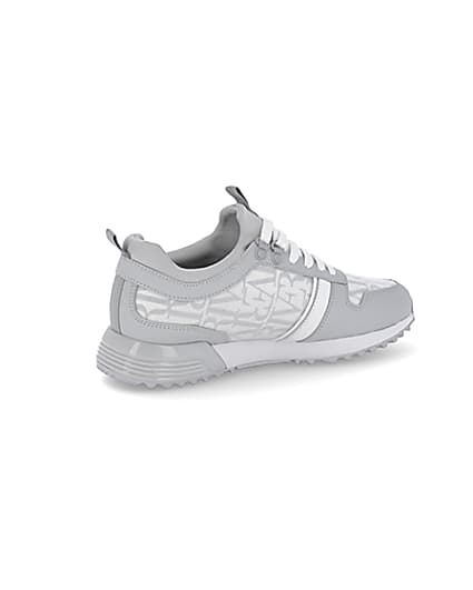 360 degree animation of product Grey river monogram panel runner trainers frame-13