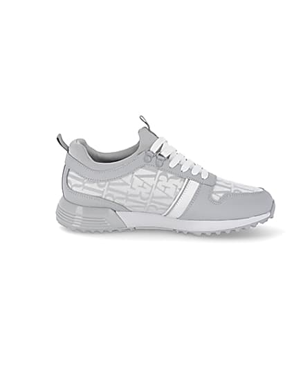360 degree animation of product Grey river monogram panel runner trainers frame-15