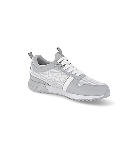 360 degree animation of product Grey river monogram panel runner trainers frame-17