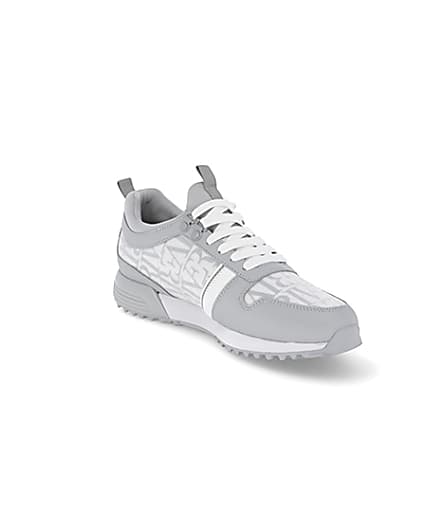 360 degree animation of product Grey river monogram panel runner trainers frame-18