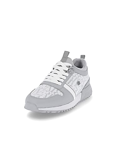 360 degree animation of product Grey river monogram panel runner trainers frame-23