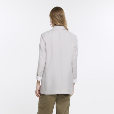 Grey roll sleeve dad blazer