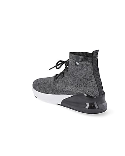 360 degree animation of product Grey 'RR' high top sock trainers frame-6