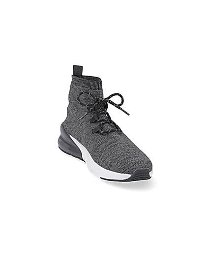360 degree animation of product Grey 'RR' high top sock trainers frame-19
