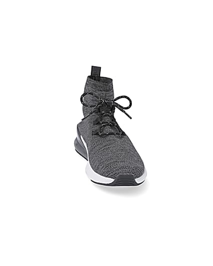 360 degree animation of product Grey 'RR' high top sock trainers frame-20