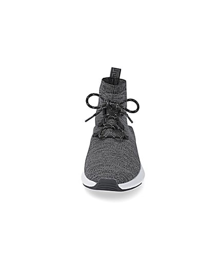 360 degree animation of product Grey 'RR' high top sock trainers frame-21