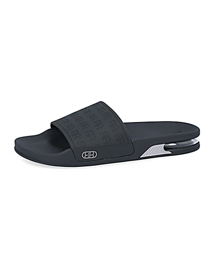 360 degree animation of product Grey RR monogram bubble sole sliders frame-2