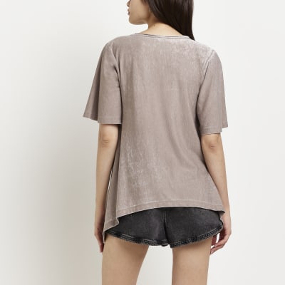 Grey ruched front t-shirt