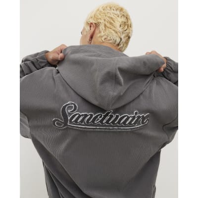 Grey Sanctuaire Corduroy Zip Through Hoodie