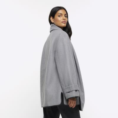 Grey scarf detail coat | River Island